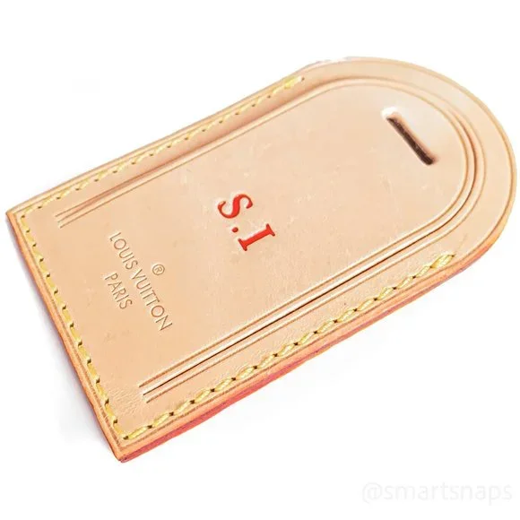 Authentic LOUIS VUITTON Vachetta leather Luggage Name Tag - SI - Picture 12 of 14